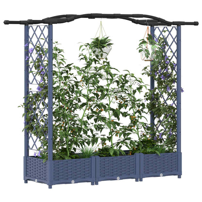 vidaXL Raised Bed with Trellis and Roof Grey 169 x 40 x 125 cm PP