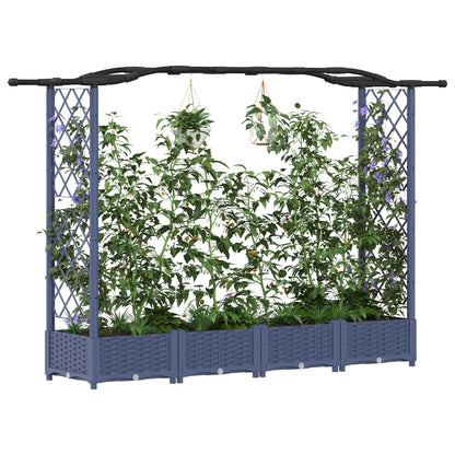 vidaXL Raised Bed with Trellis and Roof Grey 207 x 40 x 126 cm PP