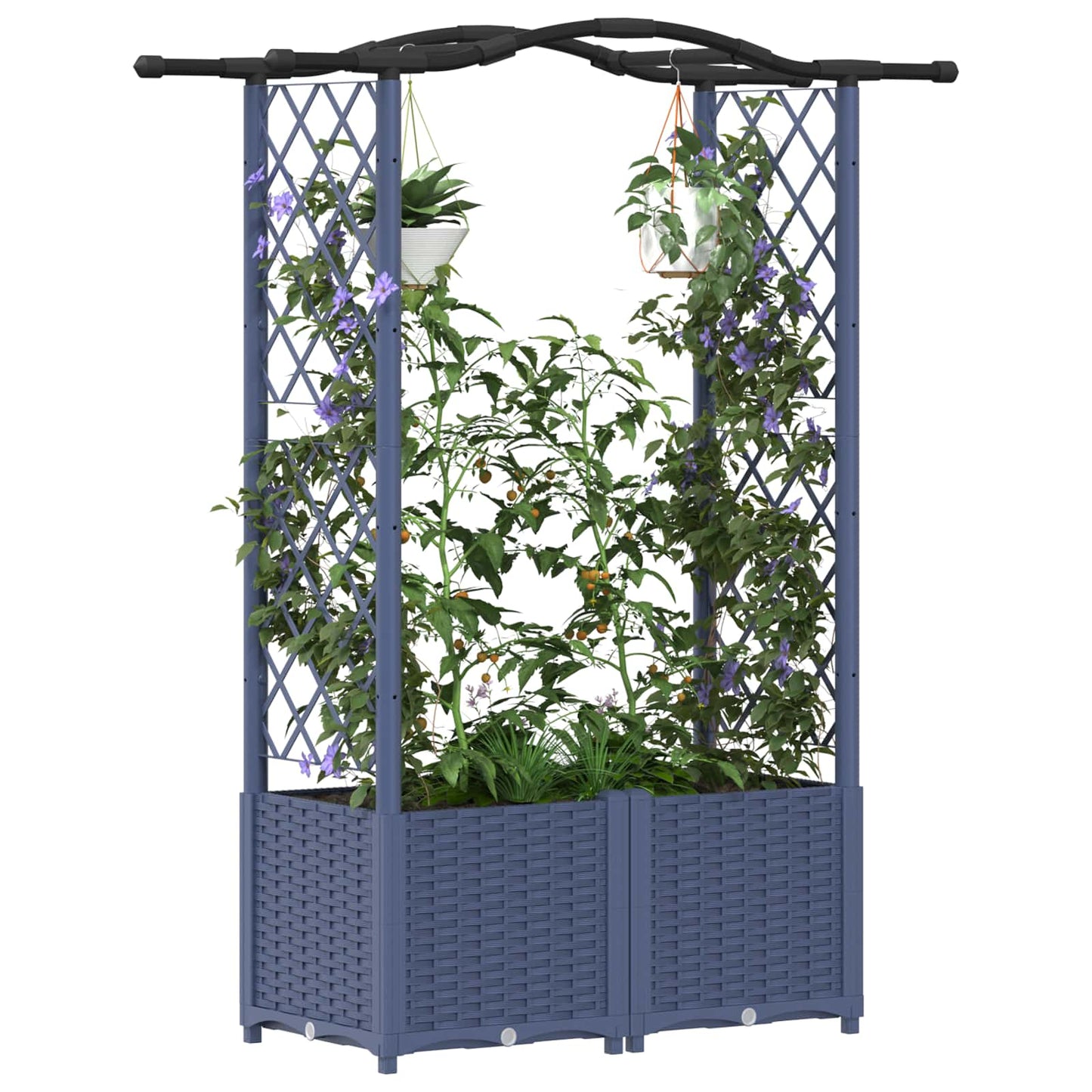 vidaXL Raised Bed with Trellis and Roof Grey 125 x 40 x 138 cm PP