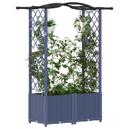 vidaXL Raised Bed with Trellis and Roof Grey 125 x 40 x 138 cm PP