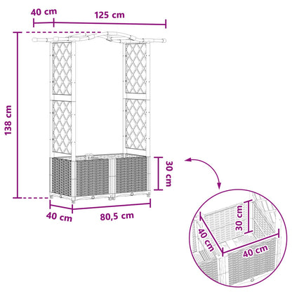 vidaXL Raised Bed with Trellis and Roof Grey 125 x 40 x 138 cm PP