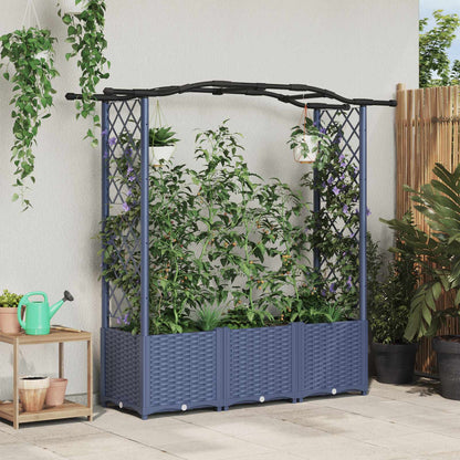 vidaXL Raised Bed with Trellis and Roof Grey 164 x 40 x 142 cm PP