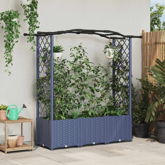 vidaXL Raised Bed with Trellis and Roof Grey 164 x 40 x 138 cm PP