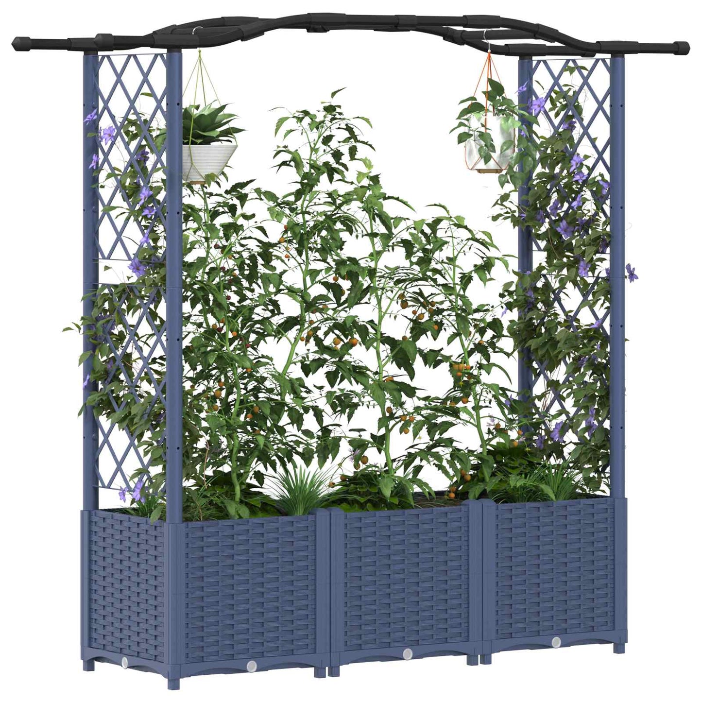 vidaXL Raised Bed with Trellis and Roof Grey 164 x 40 x 142 cm PP