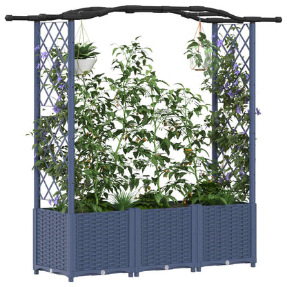 vidaXL Raised Bed with Trellis and Roof Grey 164 x 40 x 142 cm PP