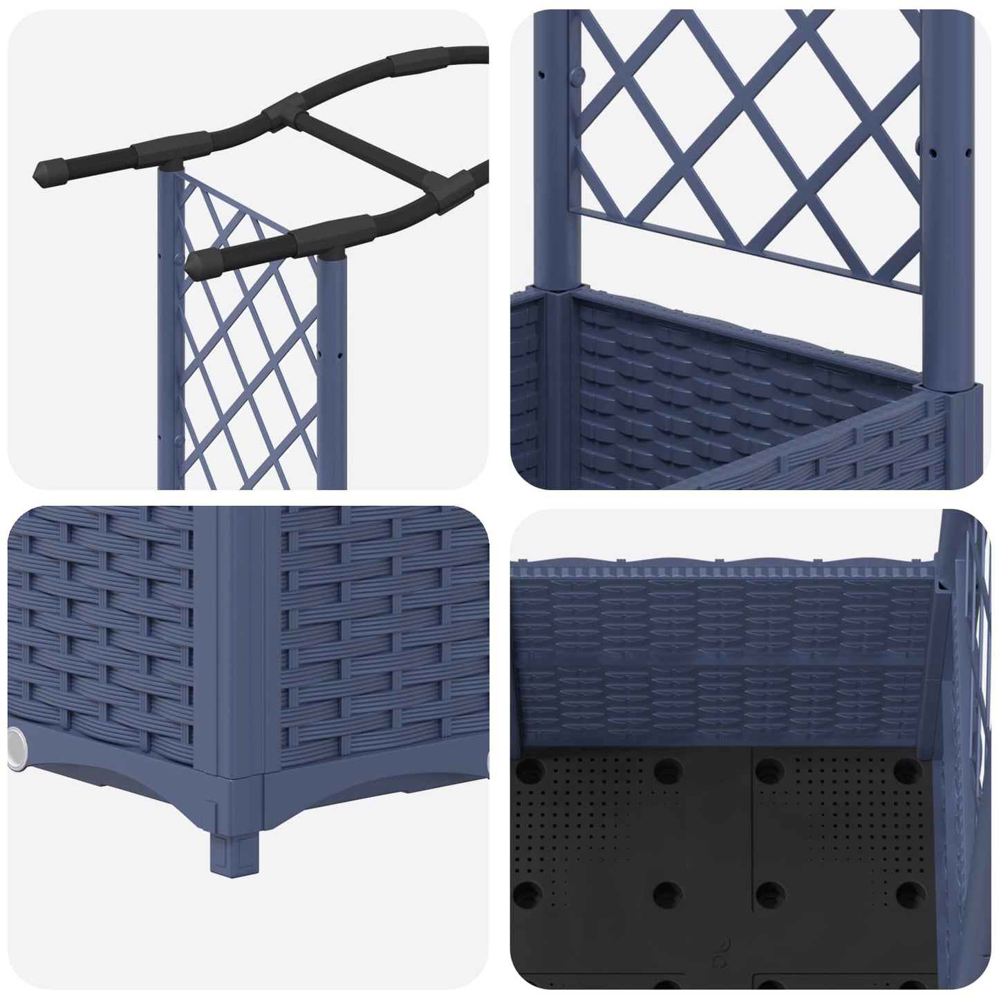 vidaXL Raised Bed with Trellis and Roof Grey 204 x 40 x 141 cm PP