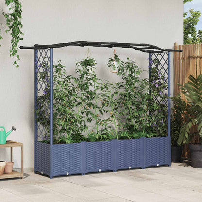 vidaXL Raised Bed with Trellis and Roof Grey 204 x 40 x 141 cm PP