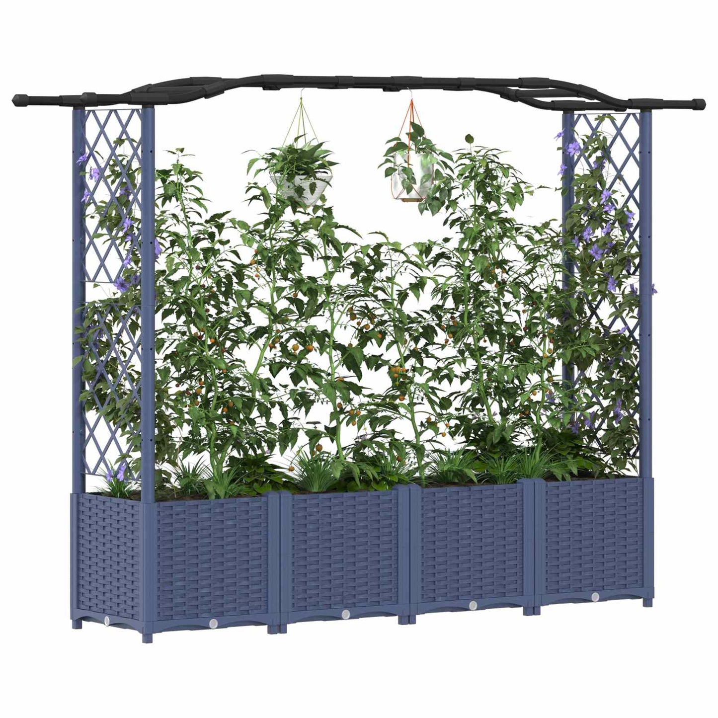 vidaXL Raised Bed with Trellis and Roof Grey 204 x 40 x 141 cm PP
