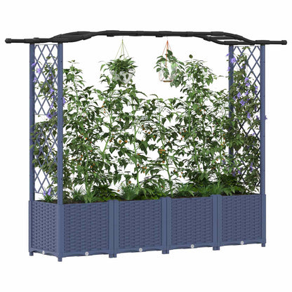 vidaXL Raised Bed with Trellis and Roof Grey 204 x 40 x 141 cm PP