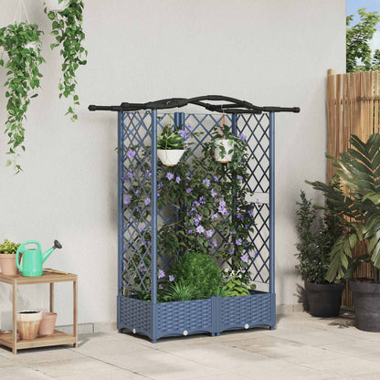 vidaXL Raised Bed with Trellis and Roof Grey 124 x 40 x 126 cm PP