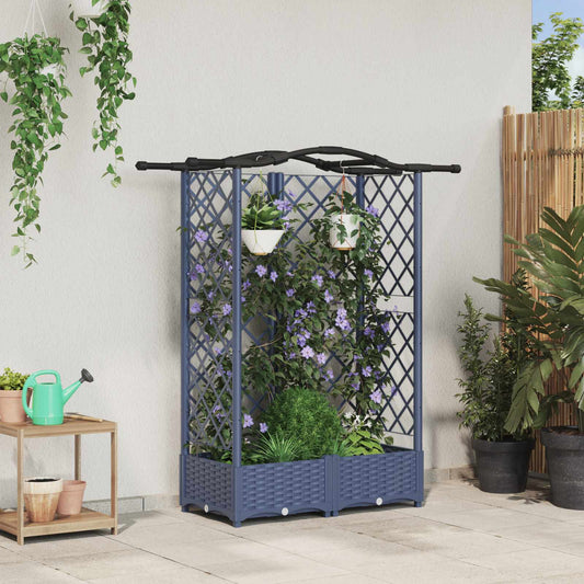vidaXL Raised Bed with Trellis and Roof Grey 124 x 40 x 123 cm PP