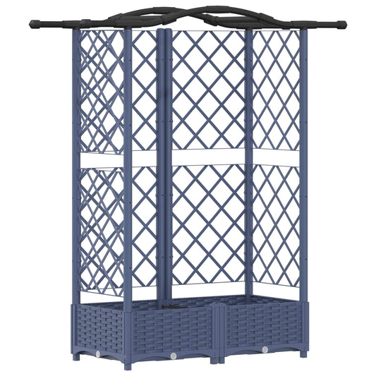 vidaXL Raised Bed with Trellis and Roof Grey 124 x 40 x 123 cm PP