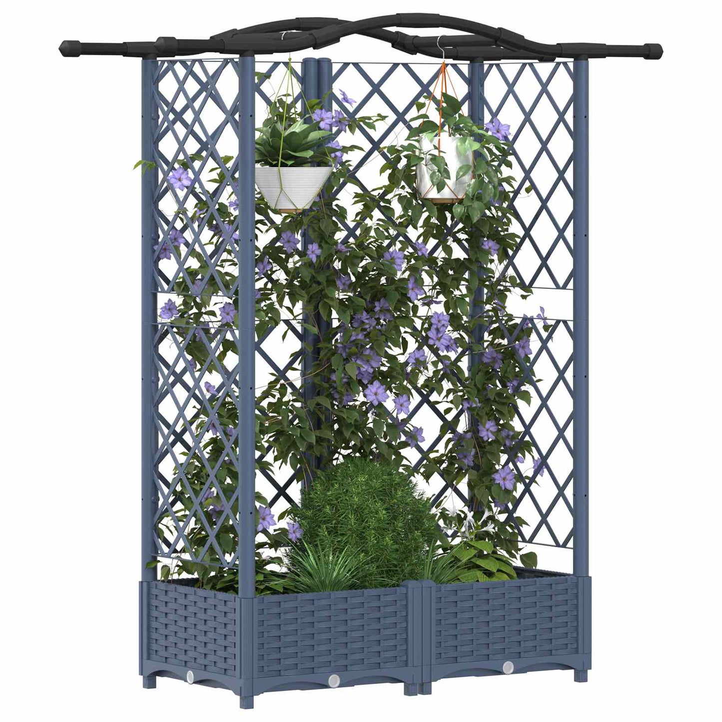 vidaXL Raised Bed with Trellis and Roof Grey 124 x 40 x 126 cm PP