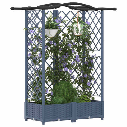 vidaXL Raised Bed with Trellis and Roof Grey 124 x 40 x 126 cm PP