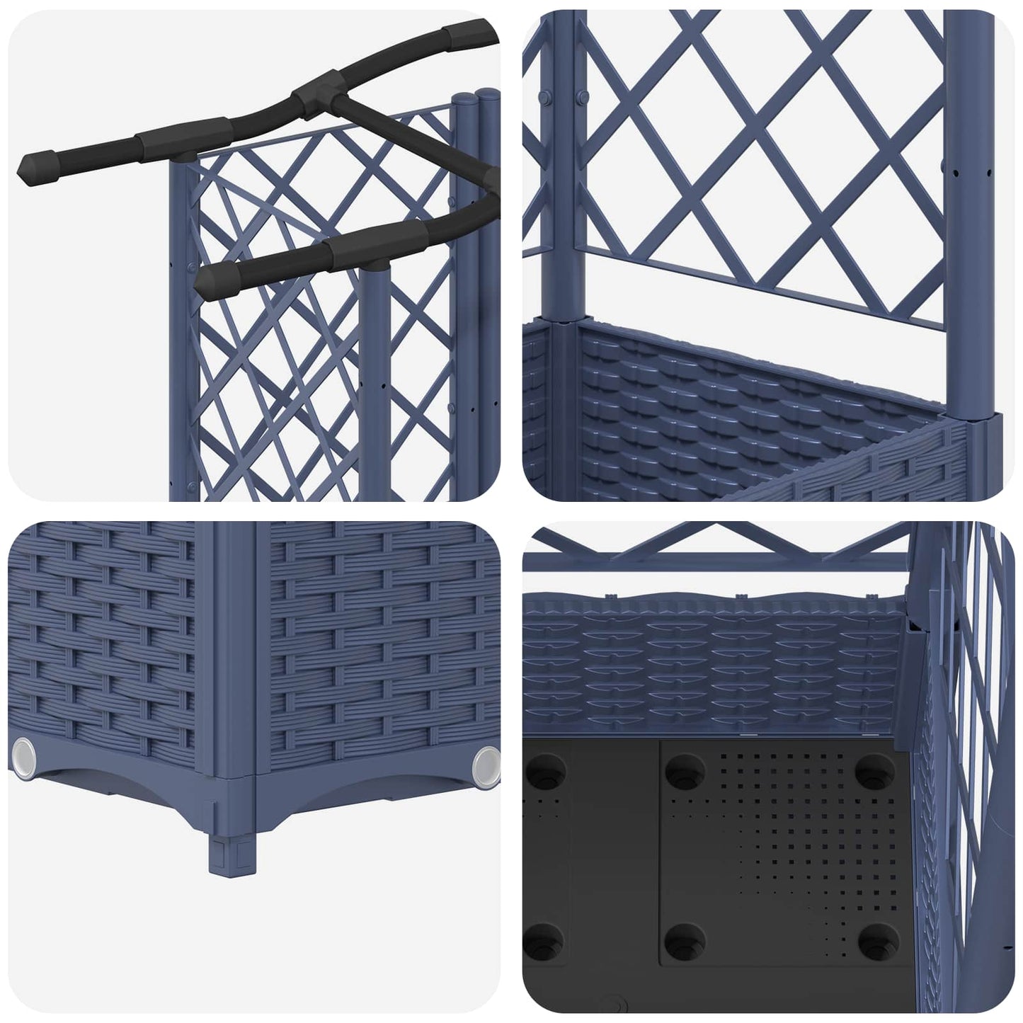 vidaXL Raised Bed with Trellis and Roof Grey 163 x 40 x 123 cm PP