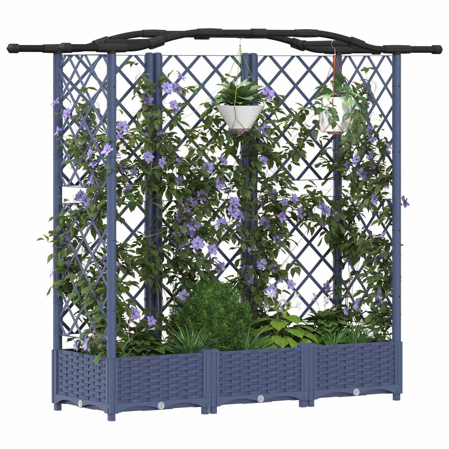 vidaXL Raised Bed with Trellis and Roof Grey 163 x 40 x 123 cm PP