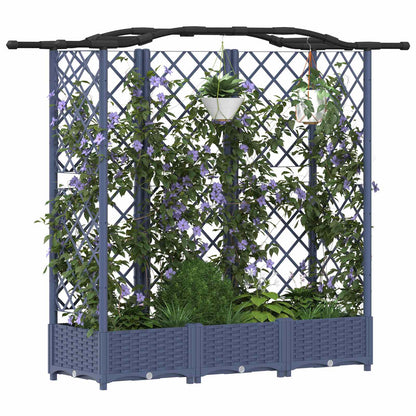 vidaXL Raised Bed with Trellis and Roof Grey 163 x 40 x 123 cm PP