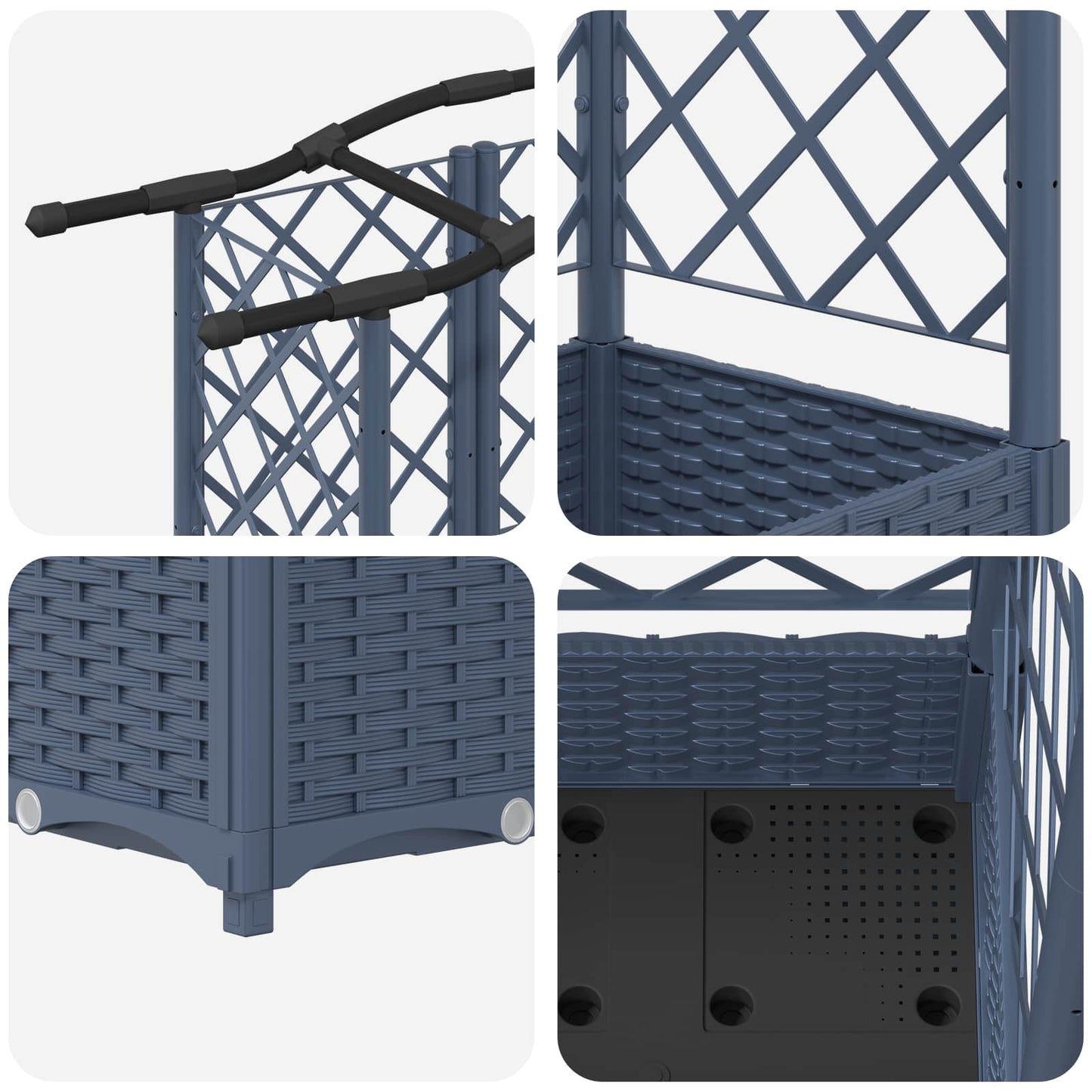 vidaXL Raised Bed with Trellis and Roof Grey 203.5 x 40 x 125 cm PP