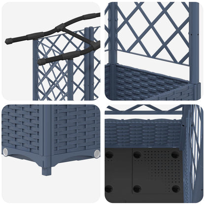 vidaXL Raised Bed with Trellis and Roof Grey 203.5 x 40 x 125 cm PP