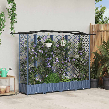 vidaXL Raised Bed with Trellis and Roof Grey 203.5 x 40 x 125 cm PP
