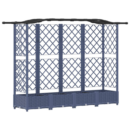 vidaXL Raised Bed with Trellis and Roof Grey 203.5 x 40 x 123 cm PP