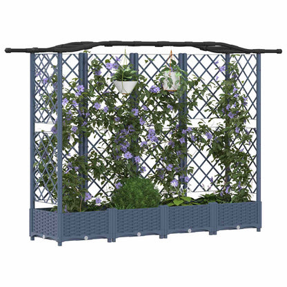 vidaXL Raised Bed with Trellis and Roof Grey 203.5 x 40 x 125 cm PP