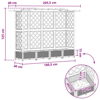 vidaXL Raised Bed with Trellis and Roof Grey 203.5 x 40 x 125 cm PP