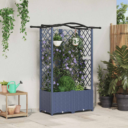 vidaXL Raised Bed with Trellis and Roof Grey 122 x 40 x 138 cm PP