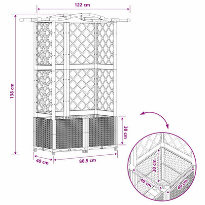 vidaXL Raised Bed with Trellis and Roof Grey 122 x 40 x 138 cm PP