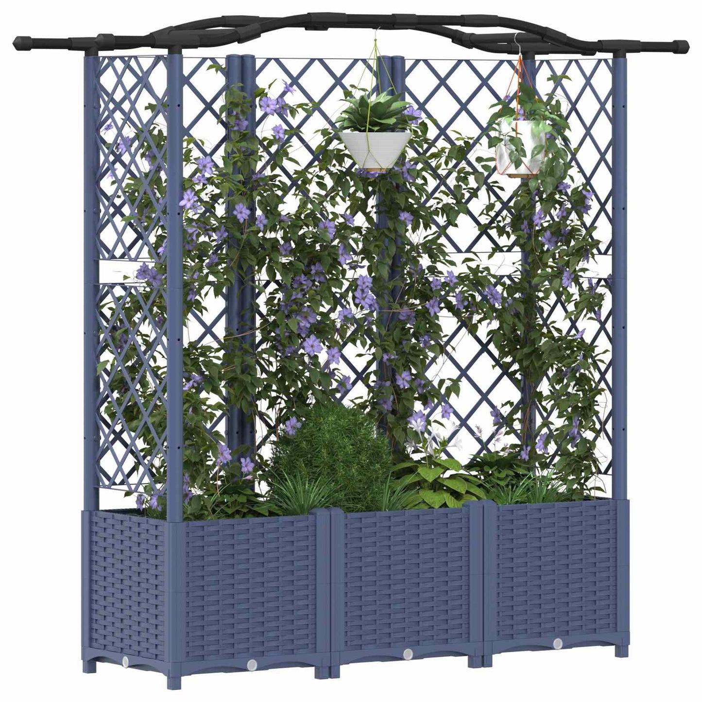 vidaXL Raised Bed with Trellis and Roof Grey 163 x 40 x 138 cm PP