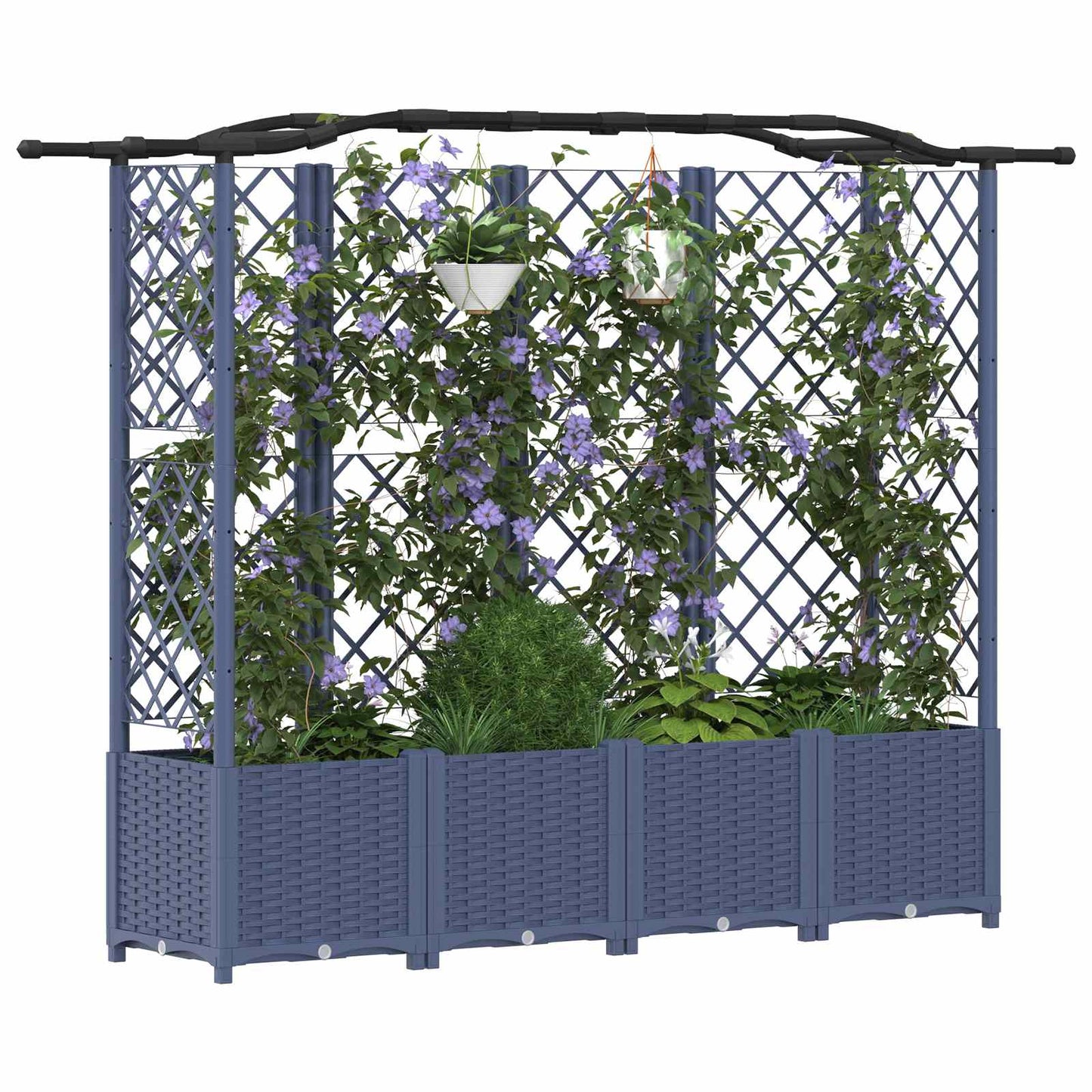 vidaXL Raised Bed with Trellis and Roof Grey 204 x 40 x 138 cm PP