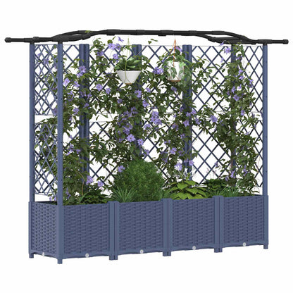 vidaXL Raised Bed with Trellis and Roof Grey 204 x 40 x 138 cm PP