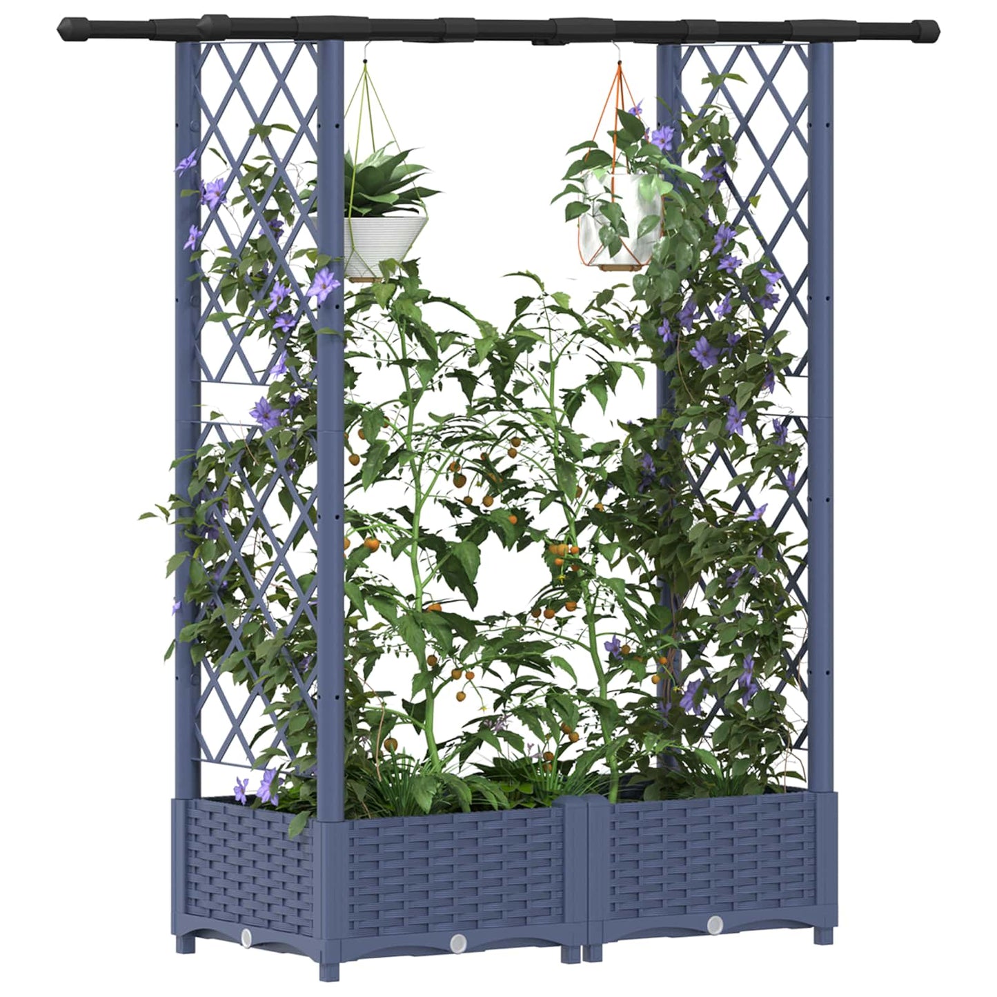 vidaXL Raised Bed with Trellis and Roof Grey 122.5 x 40 x 123 cm PP