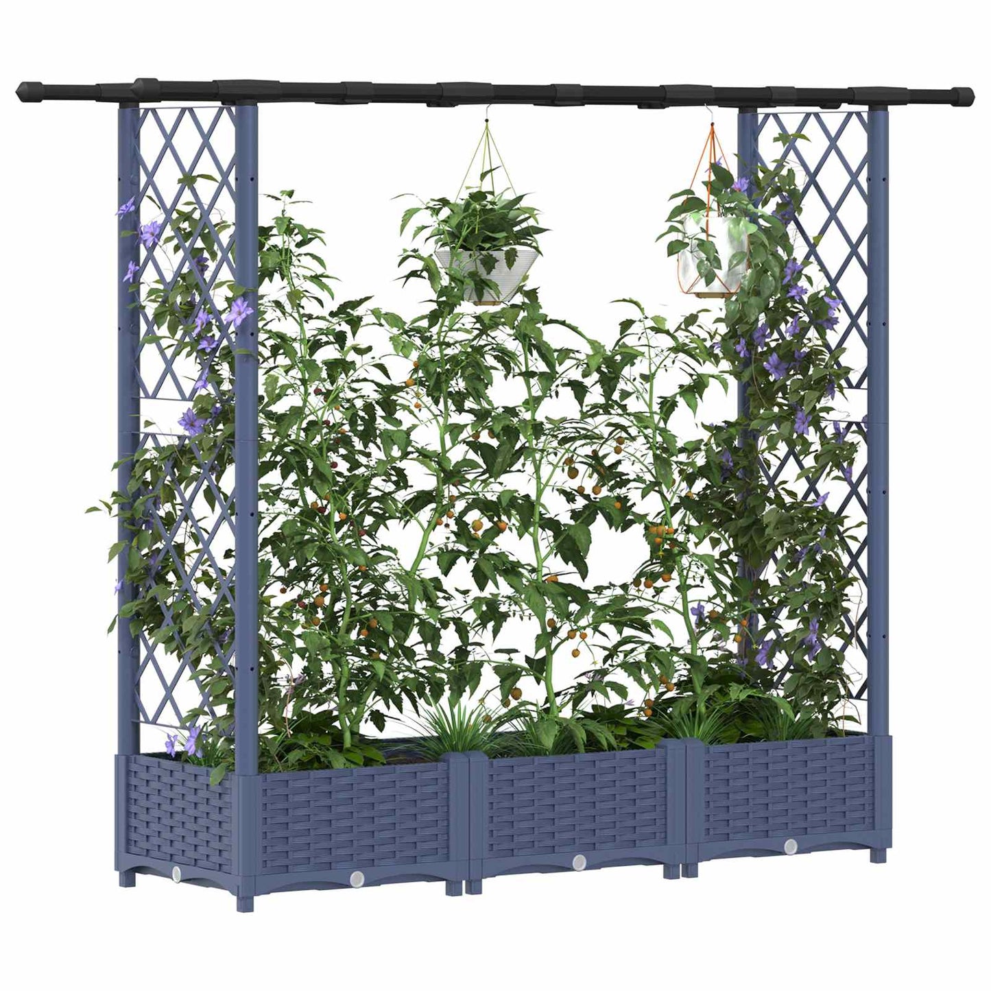 vidaXL Raised Bed with Trellis and Roof Grey 164 x 40 x 123 cm PP