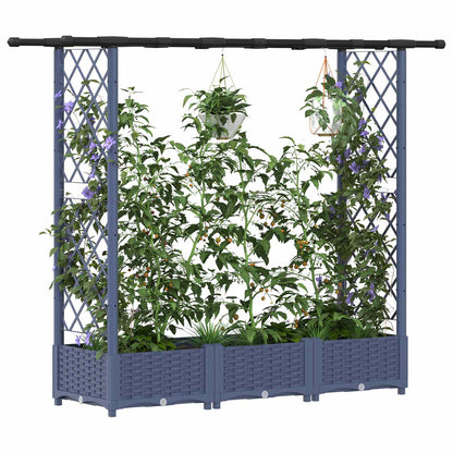 vidaXL Raised Bed with Trellis and Roof Grey 164 x 40 x 123 cm PP