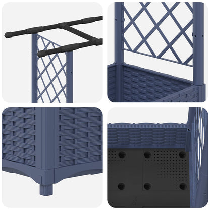 vidaXL Raised Bed with Trellis and Roof Grey 203 x 40 x 123 cm PP