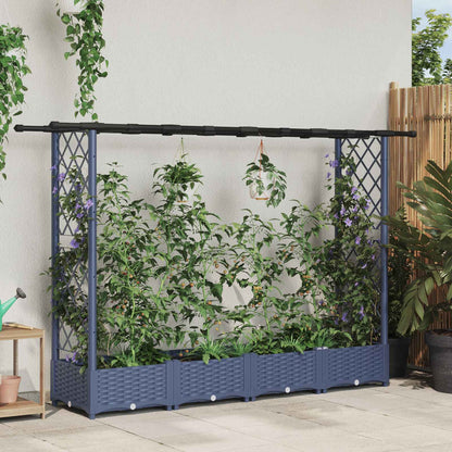 vidaXL Raised Bed with Trellis and Roof Grey 203 x 40 x 123 cm PP