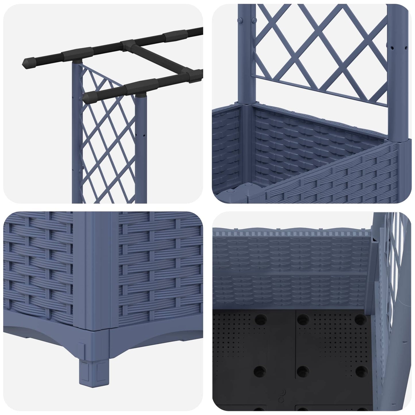 vidaXL Raised Bed with Trellis and Roof Grey 124.5 x 40 x 136 cm PP