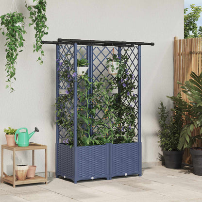 vidaXL Raised Bed with Trellis and Roof Grey 124.5 x 40 x 138 cm PP