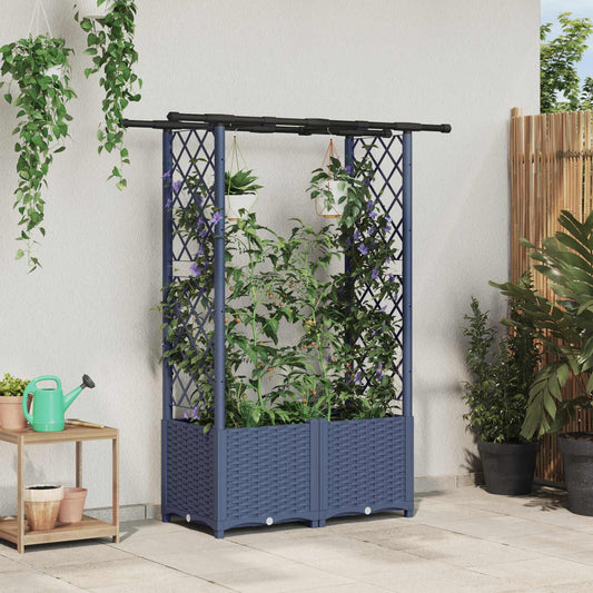vidaXL Raised Bed with Trellis and Roof Grey 124.5 x 40 x 136 cm PP