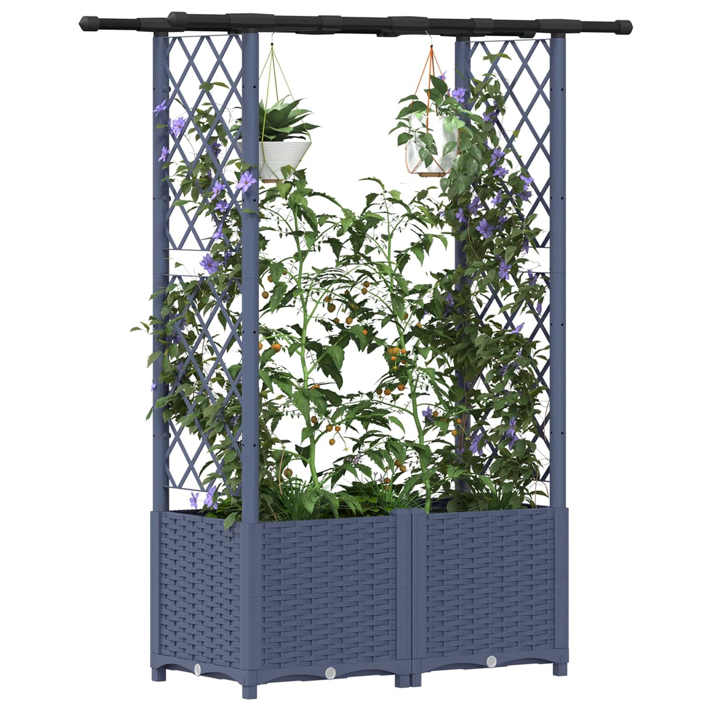 vidaXL Raised Bed with Trellis and Roof Grey 124.5 x 40 x 138 cm PP