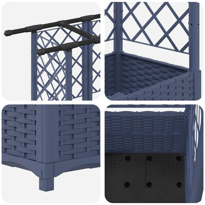 vidaXL Raised Bed with Trellis and Roof Grey 162.5 x 40 x 138 cm PP