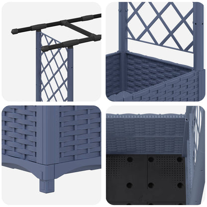 vidaXL Raised Bed with Trellis and Roof Grey 162.5 x 40 x 136 cm PP