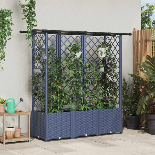 vidaXL Raised Bed with Trellis and Roof Grey 162.5 x 40 x 136 cm PP