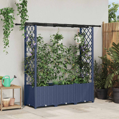 vidaXL Raised Bed with Trellis and Roof Grey 162.5 x 40 x 136 cm PP