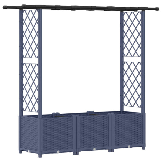 vidaXL Raised Bed with Trellis and Roof Grey 162.5 x 40 x 136 cm PP