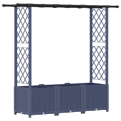 vidaXL Raised Bed with Trellis and Roof Grey 162.5 x 40 x 136 cm PP