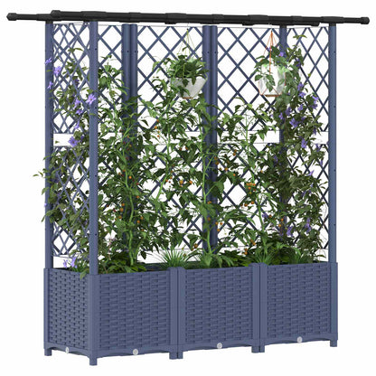 vidaXL Raised Bed with Trellis and Roof Grey 162.5 x 40 x 138 cm PP