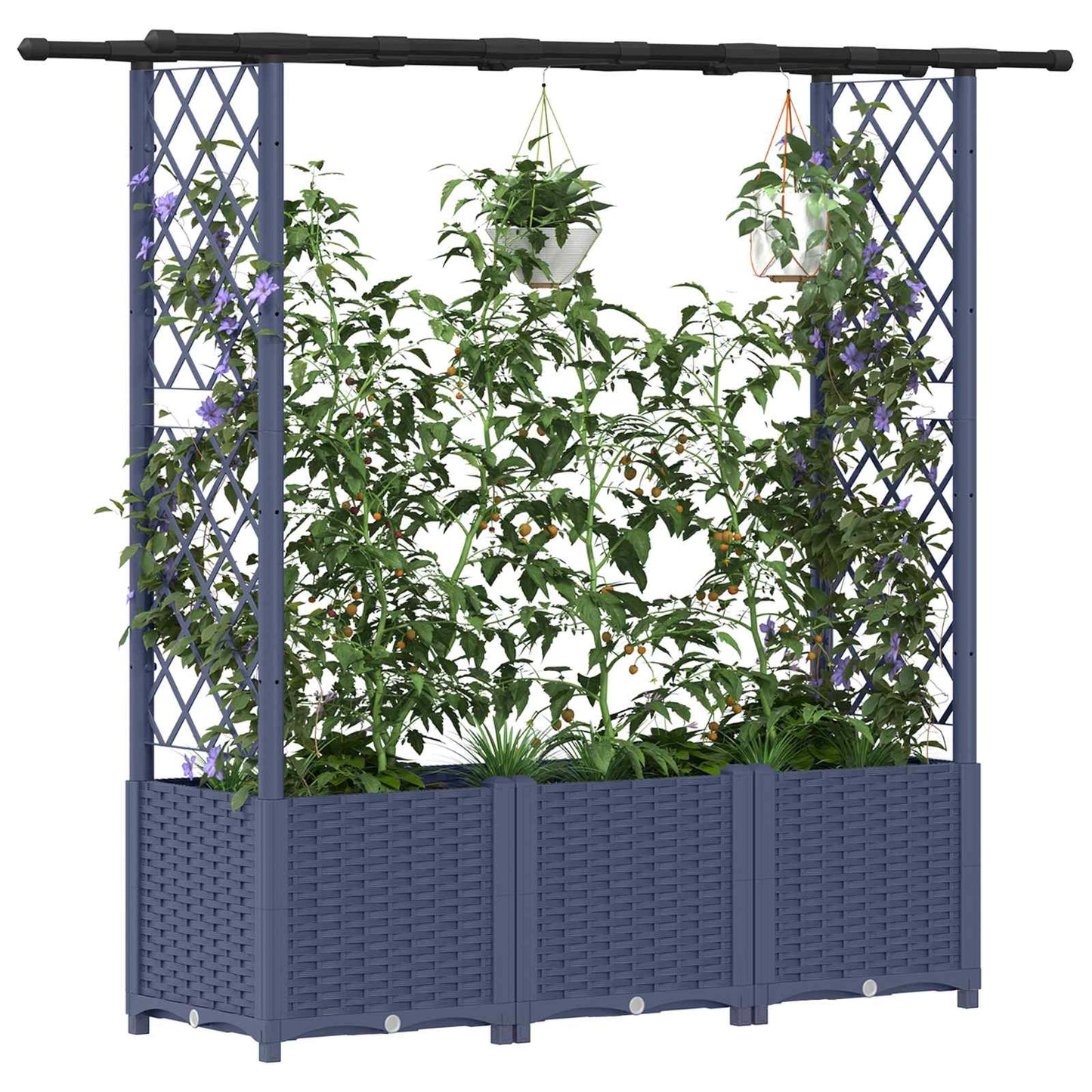 vidaXL Raised Bed with Trellis and Roof Grey 162.5 x 40 x 136 cm PP