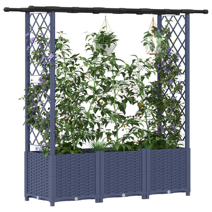 vidaXL Raised Bed with Trellis and Roof Grey 162.5 x 40 x 136 cm PP